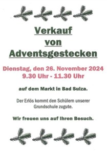 Verkauf von Adventsgestecken
