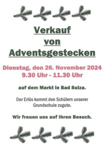 Verkauf von Adventsgestecken