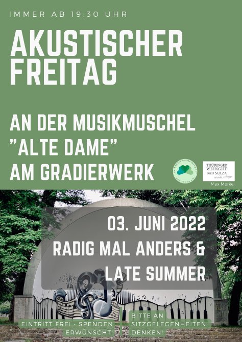 Akustischer Freitag - immer ab 19:30 an der Musikmuschel zwischen Gradierwerk und Freibad