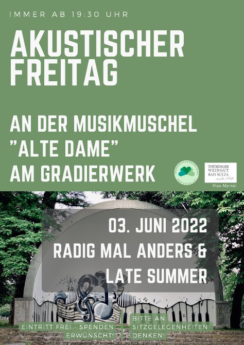 Akustischer Freitag - immer ab 19:30 an der Musikmuschel zwischen Gradierwerk und Freibad